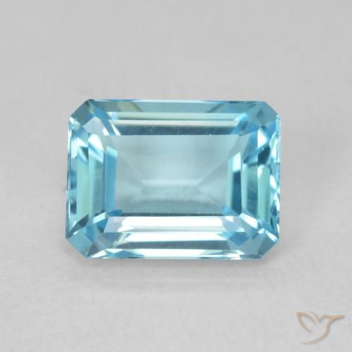 1.92ct Naturel Bleu Suisse Topaze, Taille émeraude, VVS
