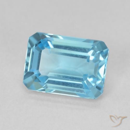 Topaze Bleu Suisse naturelle Octogone / coupe Émeraude, 1.82 ct, VVS