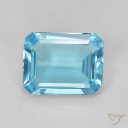 Topaze Bleu Suisse naturelle Octogone / coupe Émeraude, 1.72 ct, VVS