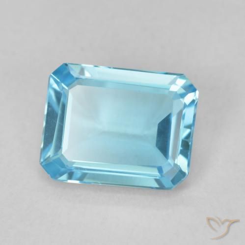 Topaze Bleu Suisse naturelle Octogone / coupe Émeraude, 1.72 ct, VVS