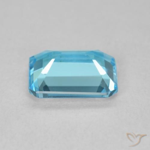 Topaze Bleu Suisse naturelle Octogone / coupe Émeraude, 1.72 ct, VVS