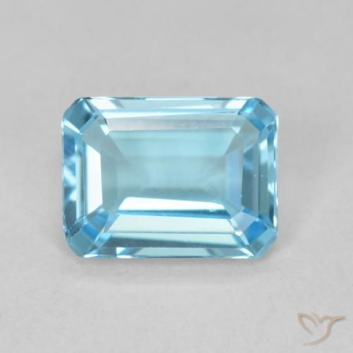1.64ct Naturel Bleu Suisse Topaze, Taille émeraude, VVS
