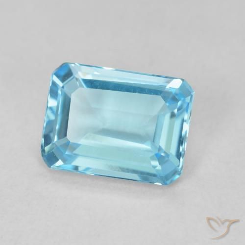 Topaze Bleu Suisse naturelle Octogone / coupe Émeraude, 1.64 ct, VVS