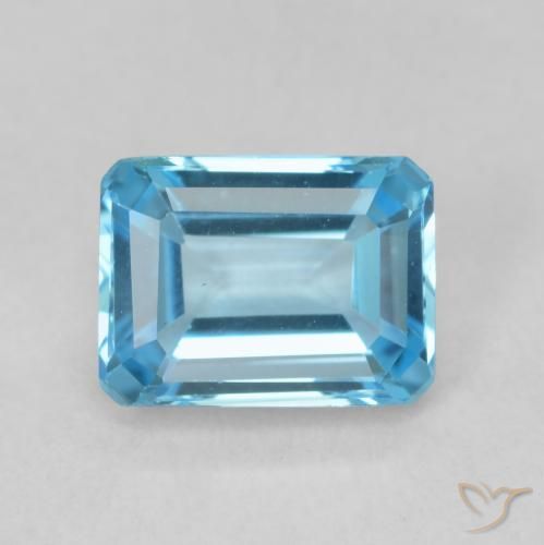 2.00ct Naturel Bleu Suisse Topaze, Taille émeraude, VVS-VS
