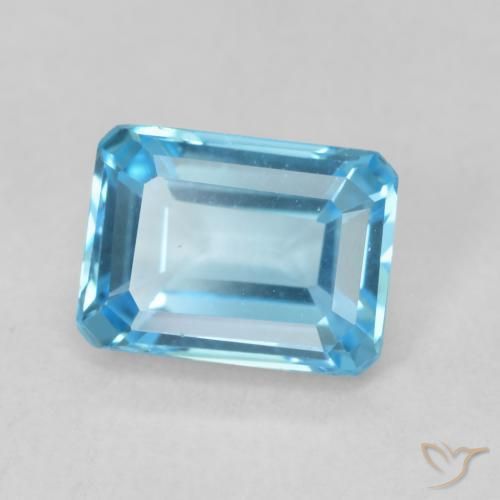 Topaze Bleu Suisse naturelle Octogone / coupe Émeraude, 2.00 ct, VVS-VS