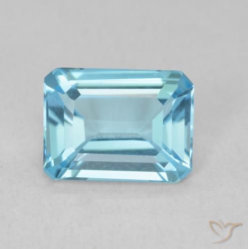 1.70ct Naturel Bleu Suisse Topaze, Taille émeraude, VVS-VS
