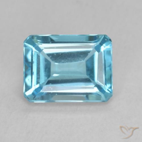 Topaze Bleu Suisse naturelle Octogone / coupe Émeraude, 1.98 ct, VVS-VS