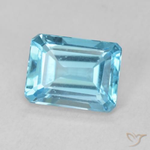 Topaze Bleu Suisse naturelle Octogone / coupe Émeraude, 1.98 ct, VVS-VS