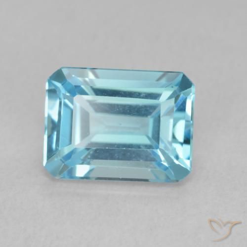 Topaze Bleu Suisse naturelle Octogone / coupe Émeraude, 1.88 ct, VVS-VS