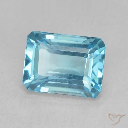 Topaze Bleu Suisse naturelle Octogone / coupe Émeraude, 2.09 ct, VVS-VS