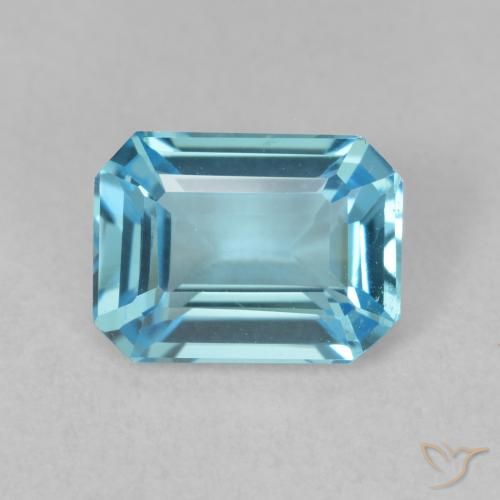 Topaze Bleu Suisse naturelle Octogone / coupe Émeraude, 1.86 ct, VVS-VS