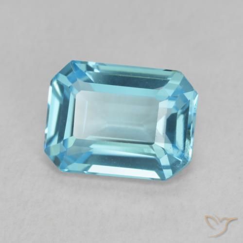 Topaze Bleu Suisse naturelle Octogone / coupe Émeraude, 1.86 ct, VVS-VS