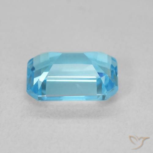 Topaze Bleu Suisse naturelle Octogone / coupe Émeraude, 1.86 ct, VVS-VS