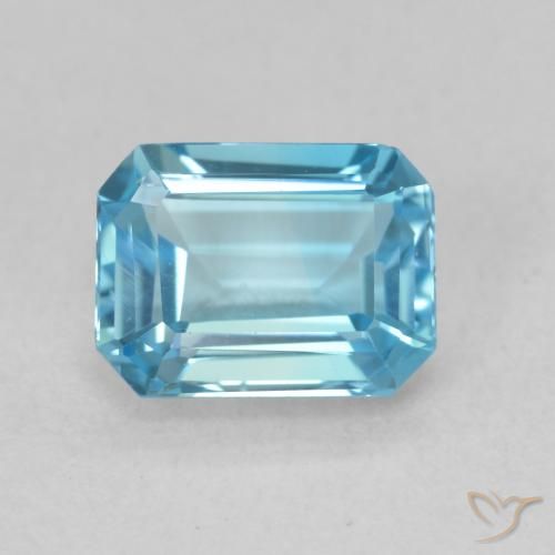 2.03ct Naturel Bleu Suisse Topaze, Taille émeraude, VVS