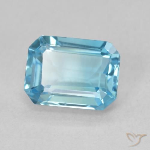 Topaze Bleu Suisse naturelle Octogone / coupe Émeraude, 2.03 ct, VVS