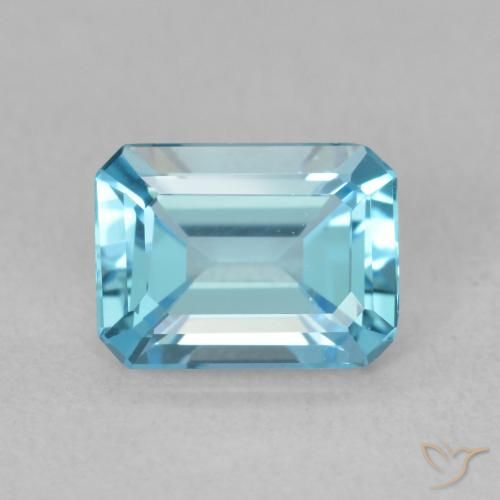 Topaze Bleu Suisse naturelle Octogone / coupe Émeraude, 1.74 ct, VVS