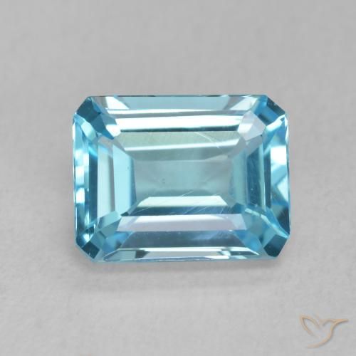 2.04ct Naturel Bleu Suisse Topaze, Taille émeraude, VS