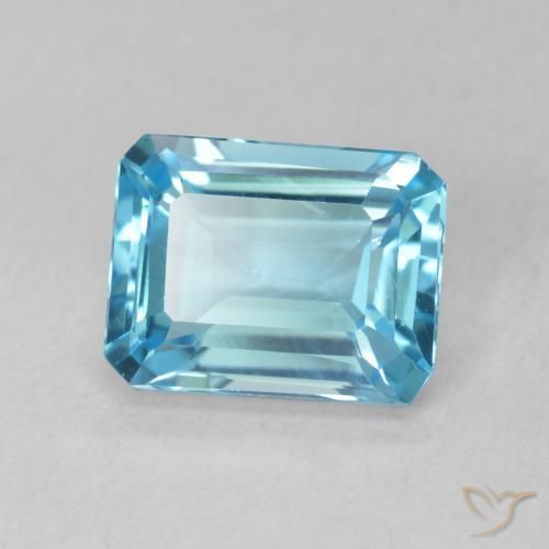 Topaze Bleu Suisse naturelle Octogone / coupe Émeraude, 2.04 ct, VS