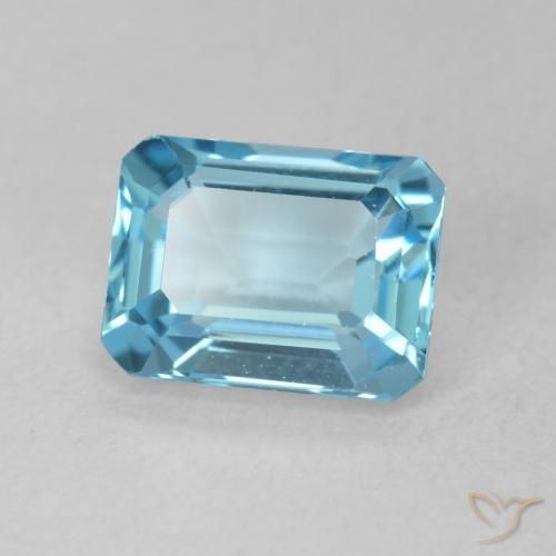 Topaze Bleu Suisse naturelle Octogone / coupe Émeraude, 1.93 ct, VVS-VS