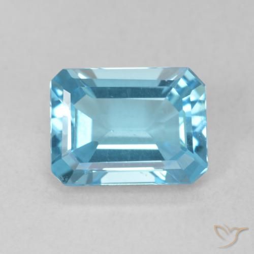 Topaze Bleu Suisse naturelle Octogone / coupe Émeraude, 1.74 ct, VVS-VS