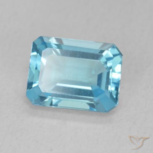 Topaze Bleu Suisse naturelle Octogone / coupe Émeraude, 1.74 ct, VVS-VS