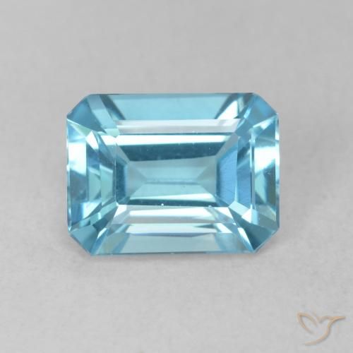 Topaze Bleu Suisse naturelle Octogone / coupe Émeraude, 1.81 ct, VVS-VS