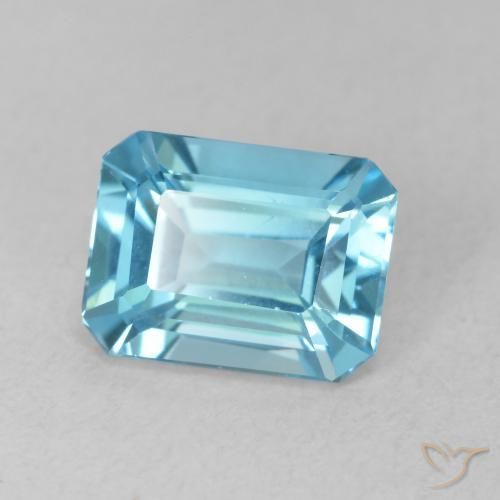 Topaze Bleu Suisse naturelle Octogone / coupe Émeraude, 1.81 ct, VVS-VS
