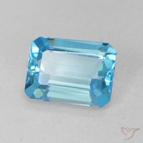 Topaze Bleu Suisse naturelle Octogone / coupe Émeraude, 1.86 ct, VVS-VS