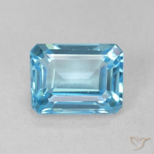 2.05ct Naturel Bleu Suisse Topaze, Taille émeraude, VVS-VS