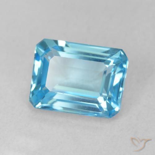 Topaze Bleu Suisse naturelle Octogone / coupe Émeraude, 2.05 ct, VVS-VS