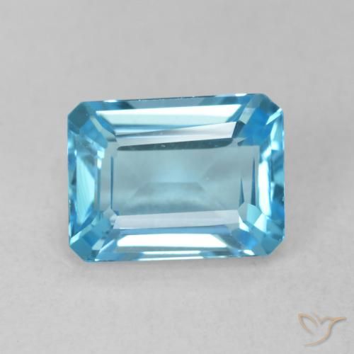 2.06ct Naturel Bleu Suisse Topaze, Taille émeraude, VVS-VS