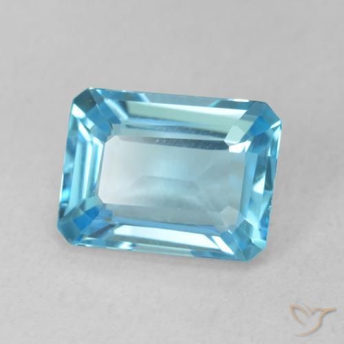 Topaze Bleu Suisse naturelle Octogone / coupe Émeraude, 2.06 ct, VVS-VS