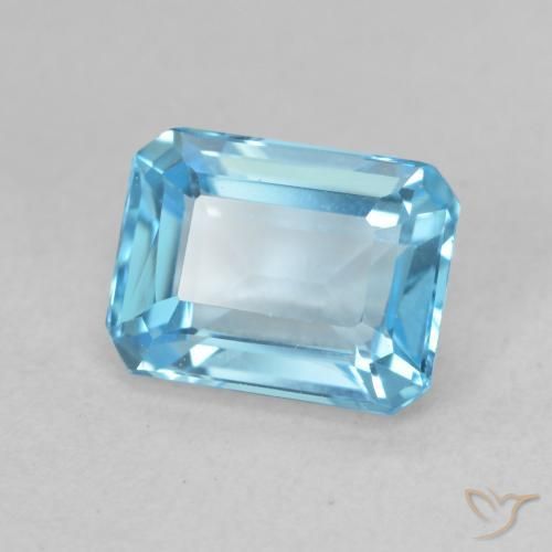 Topaze Bleu Suisse naturelle Octogone / coupe Émeraude, 2.11 ct, VVS