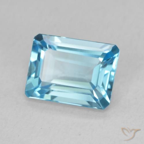 Topaze Bleu Suisse naturelle Octogone / coupe Émeraude, 1.91 ct, VVS