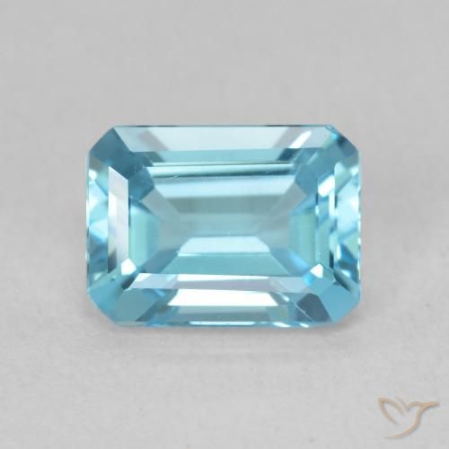 1.82ct Naturel Bleu verdâtre léger Topaze, Taille émeraude, VVS