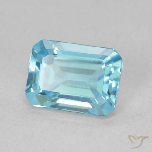Topaze Bleu verdâtre léger naturelle Octogone / coupe Émeraude, 1.82 ct, VVS
