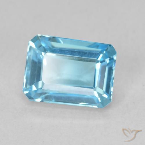 Topaze Bleu Suisse naturelle Octogone / coupe Émeraude, 2.09 ct, VVS