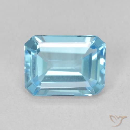 1.74ct Naturel Bleu Suisse Topaze, Taille émeraude, VVS