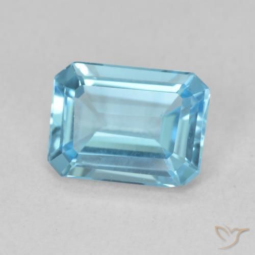 Topaze Bleu Suisse naturelle Octogone / coupe Émeraude, 1.74 ct, VVS