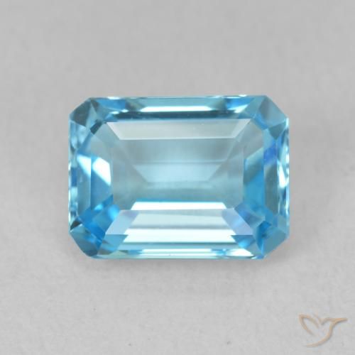 2.05ct Naturel Bleu Suisse Topaze, Taille émeraude, VVS