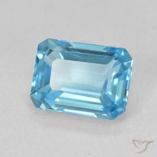 Topaze Bleu Suisse naturelle Octogone / coupe Émeraude, 2.05 ct, VVS