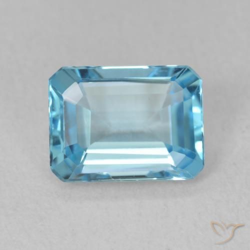 Topaze Bleu Suisse naturelle Octogone / coupe Émeraude, 1.76 ct, VVS