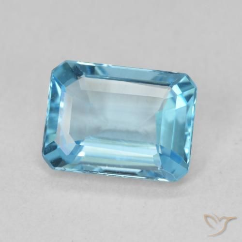 Topaze Bleu Suisse naturelle Octogone / coupe Émeraude, 1.76 ct, VVS