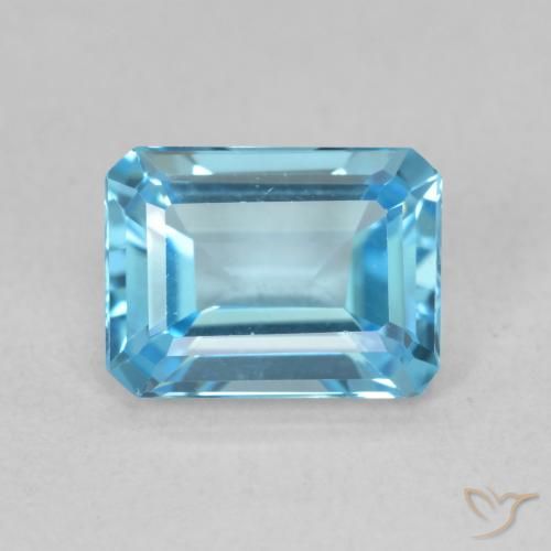 1.85ct Naturel Bleu Suisse Topaze, Taille émeraude, VVS