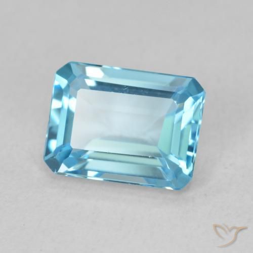 Topaze Bleu Suisse naturelle Octogone / coupe Émeraude, 1.85 ct, VVS
