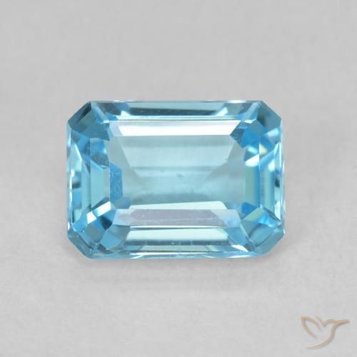 1.80ct Naturel Bleu Suisse Topaze, Taille émeraude, VVS
