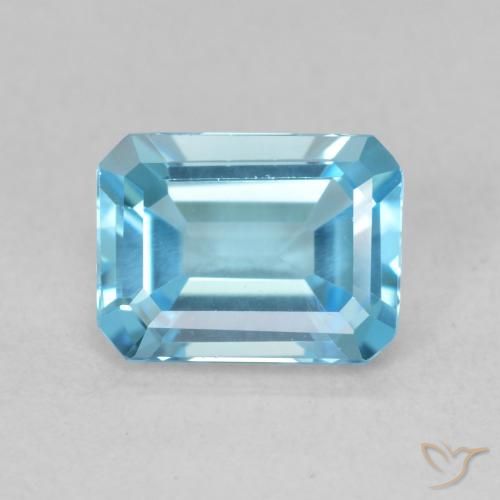 Topaze Bleu Suisse naturelle Octogone / coupe Émeraude, 1.93 ct, VVS