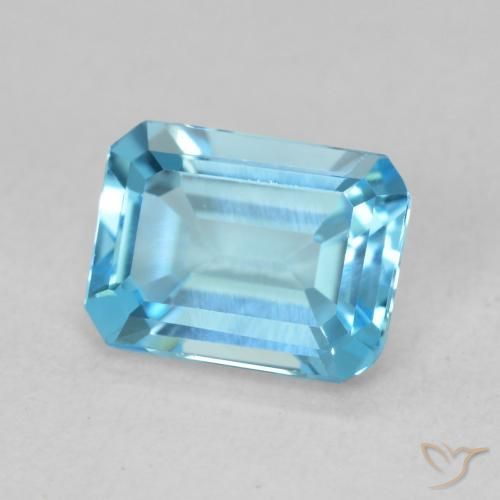 Topaze Bleu Suisse naturelle Octogone / coupe Émeraude, 1.93 ct, VVS