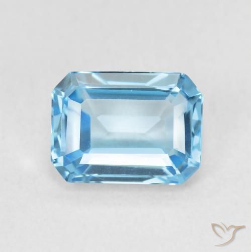 1.80ct Naturel Bleu Suisse Topaze, Taille émeraude, VVS