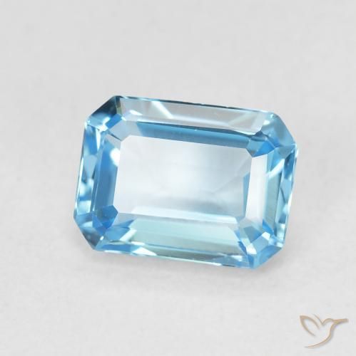 Topaze Bleu Suisse naturelle Octogone / coupe Émeraude, 1.80 ct, VVS